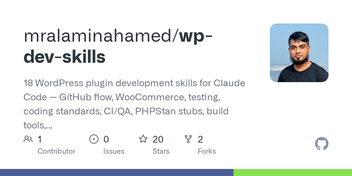 mralaminahamed/wp-dev-skills: wordPress Dev Skills — Claude Code Plugin