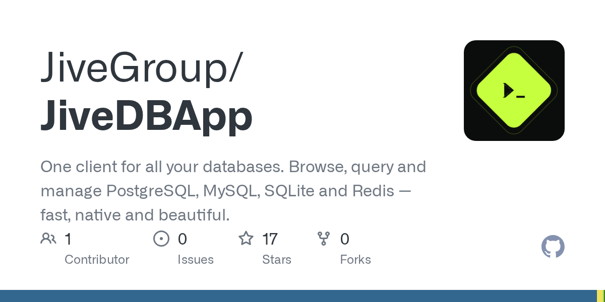 JiveGroup/JiveDBApp: jiveDB — a lightweight, modern database management tool