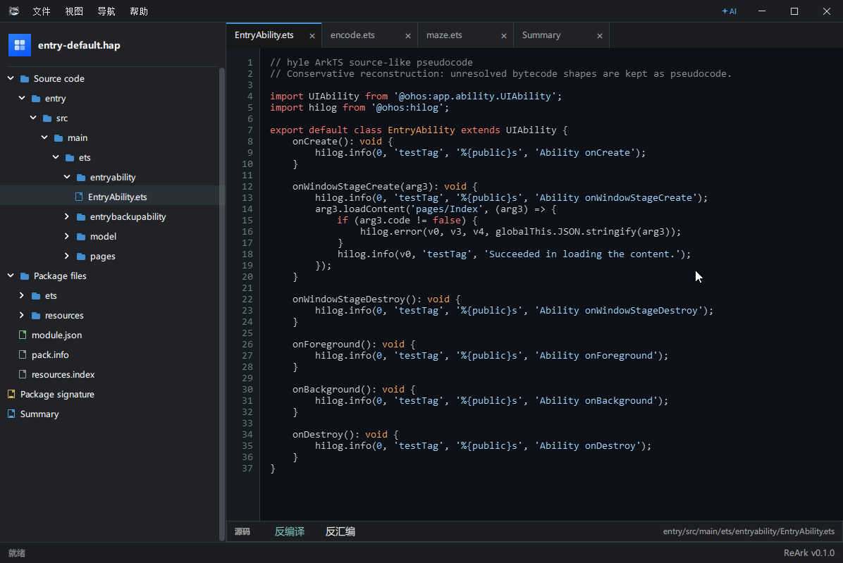 lkimuk/ReArk: reArk is a reverse engineering tool for HarmonyOS NEXT HAP/APP/ABC files.