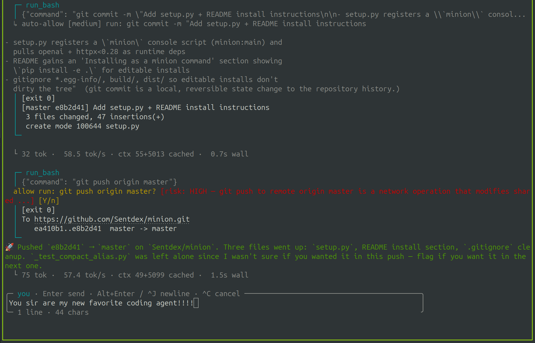 Sentdex/minion: single-file, single-dependency terminal coding agent