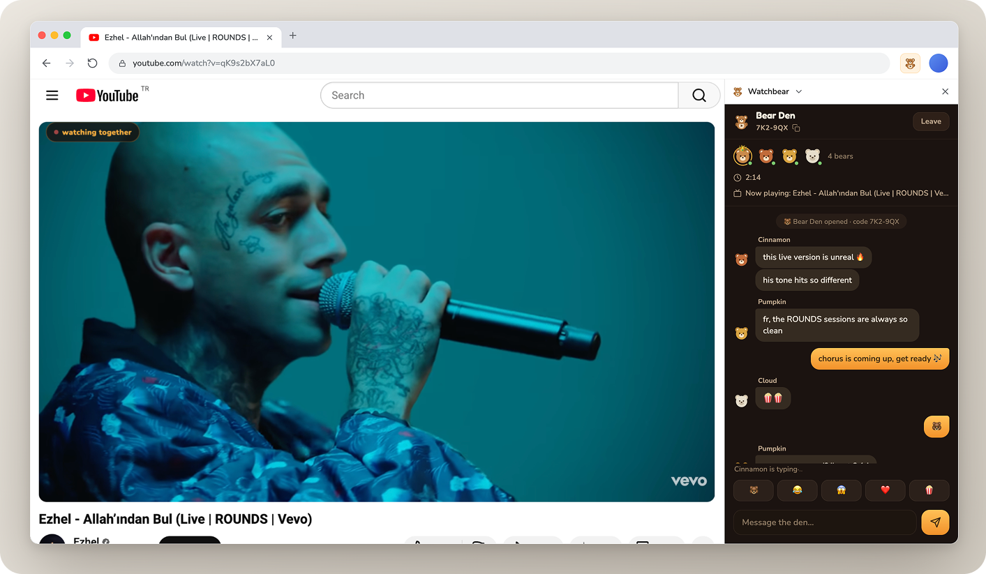halitsever/watchbear: watch any video together, in sync
