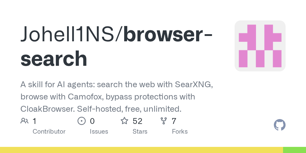 Johell1NS/browser-search: sKILL — an instruction set for AI agents like OpenCode, Claude Code, Cursor