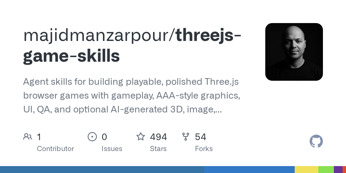 majidmanzarpour/threejs-game-skills: self-contained Codex and Claude Code skills for building playable