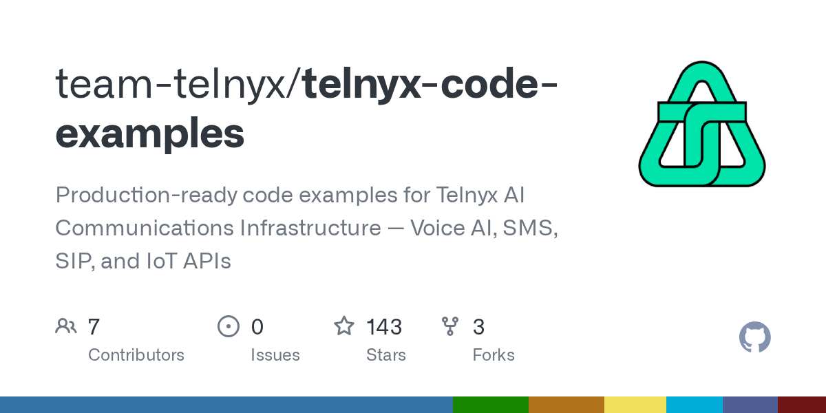 team-telnyx/telnyx-code-examples: Production-Ready Voice, SMS, and AI Code Samples