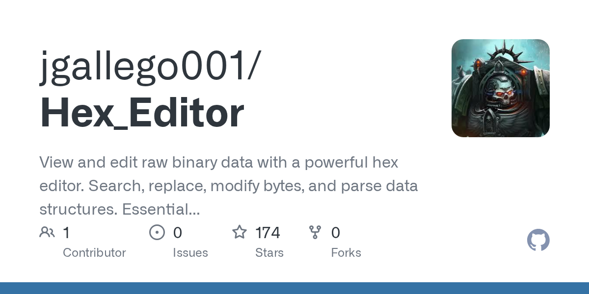 jgallego001/Hex_Editor: view and edit raw binary data with a powerful hex editor.