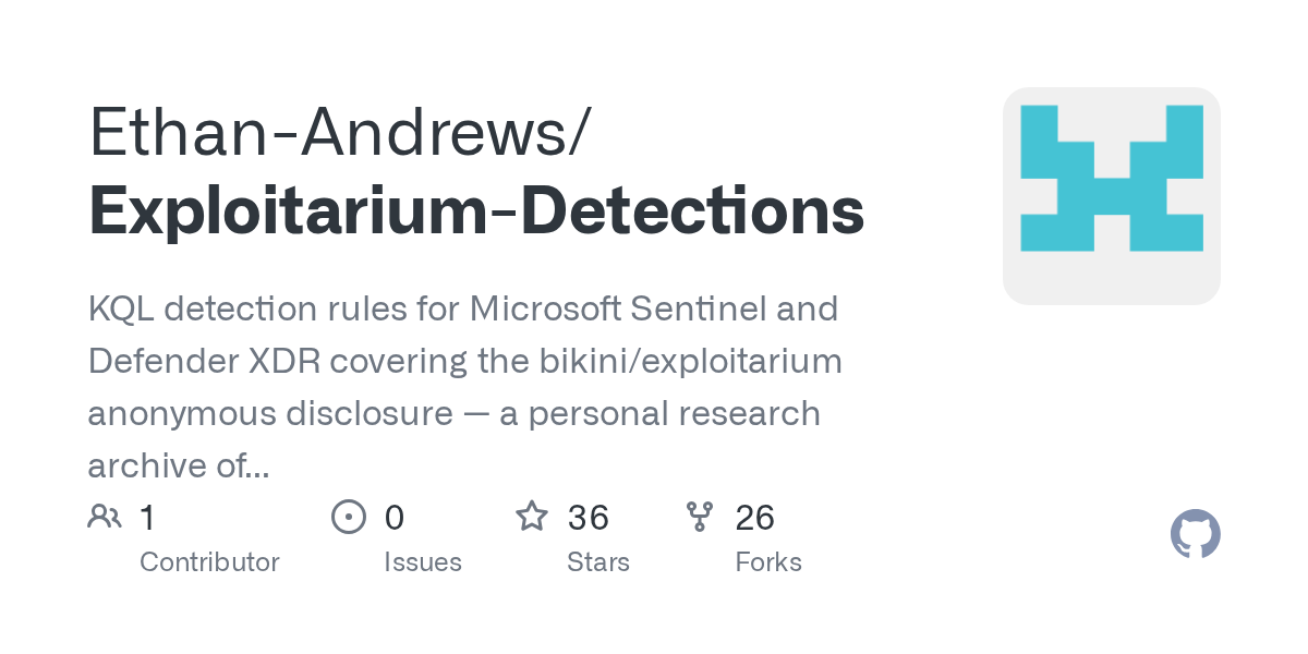 Ethan-Andrews/Exploitarium-Detections: Sentinel and Defender KQL Rules for Bikini Exploits