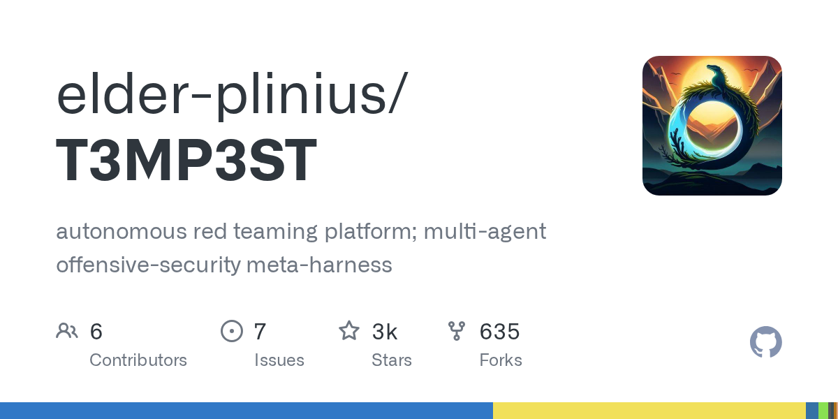 elder-plinius/T3MP3ST is a multi-agent offensive-security framework for AI coding agents