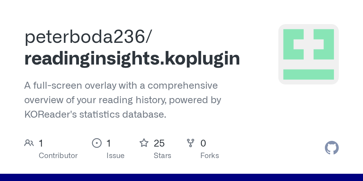 peterboda236/readinginsights.koplugin: KOReader Plugin for Reading Stats