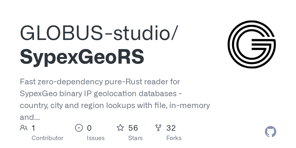 GLOBUS-studio/SypexGeoRS: A Pure-Rust Reader for SypexGeo IP-to-Geo Databases