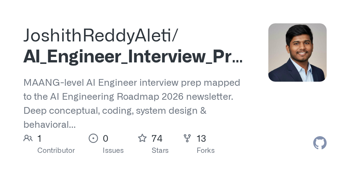 JoshithReddyAleti/AI_Engineer_Interview_Prep: MAANG-Level AI Interview Preparation Series