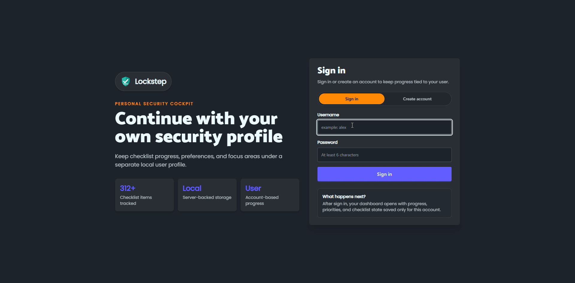 caglaryalcin/lockstep: personal security checklist platform