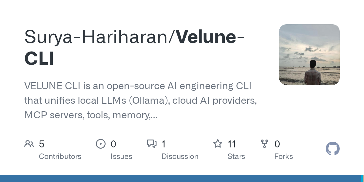 Surya-Hariharan/Velune-CLI: open-source project for self-hosters