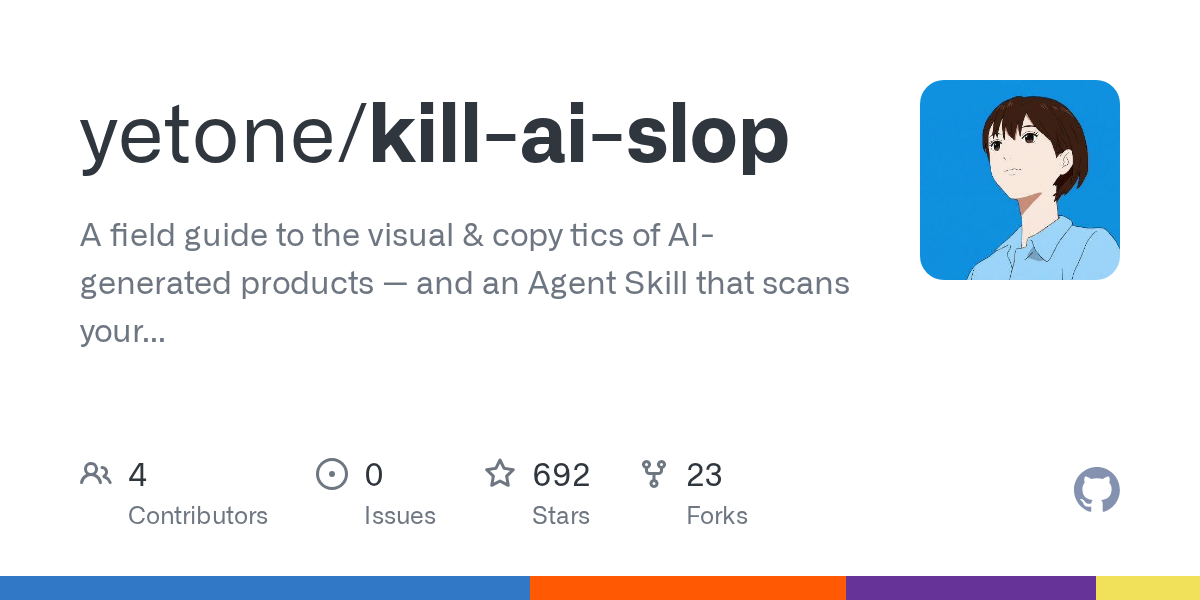 yetone/kill-ai-slop: an open-source tool on GitHub for self-hosters