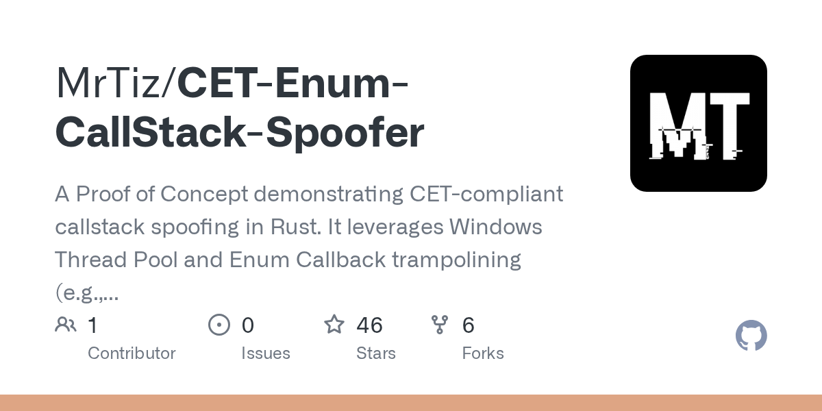 MrTiz/CET-Enum-CallStack-Spoofer: cET-Compliant Callstack Spoofing via Thread Pool Enum Callback
