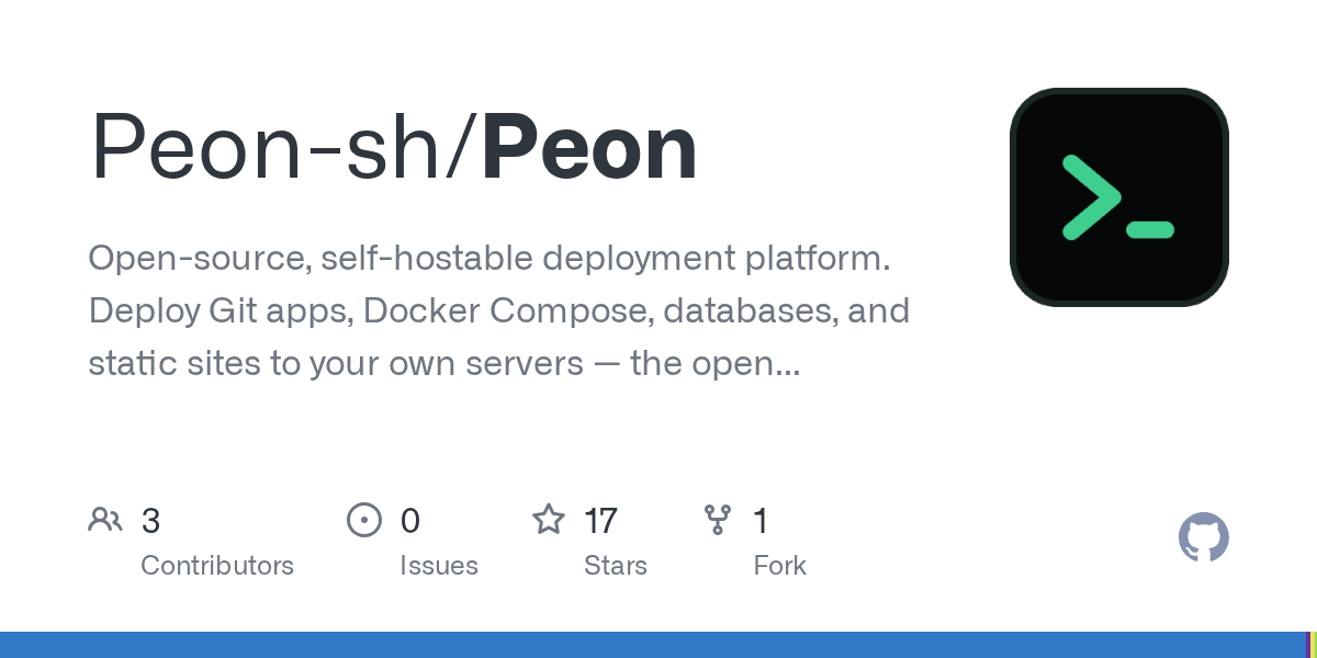 Peon-sh/Peon: open-source, self-hostable deployment platform