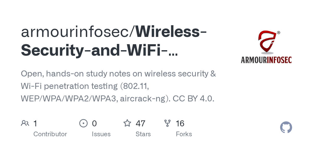armourinfosec/Wireless-Security-and-WiFi-Penetrati: wireless Security & WiFi Penetration Testing