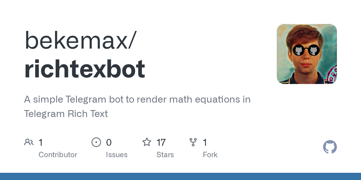 richtexbot: a simple Telegram bot to render math equations in Telegram Rich Text